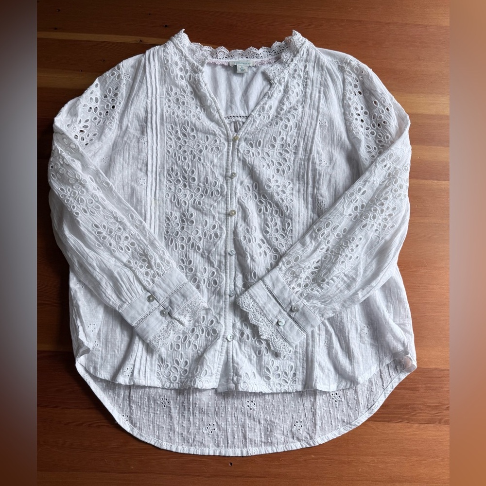 Sundance White Eyelet Button-Down Blouse